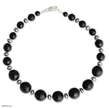 Pearl and onyx choker, 'Midnight Music'