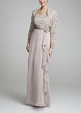 David's Bridal Chiffon and Lace Jacket Dress with 3D Flower Style 47349D