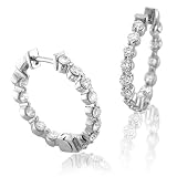 14k White Gold Diamond Hoop Huggies Earrings (G-H, SI-I, 1.15 carat)