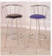 Delightful Chrome Plated Swivel Bar Chair(Blue) (set of 2)