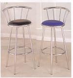 Delightful Chrome Plated Swivel Bar Chair(Blue) (set of 2)