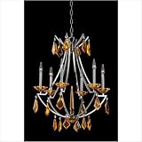 NULCO - 155-06-BLU - BLACK/CHROME LEAD CRYSTAL BLUE VISION CHANDELIER 6LT