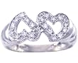 14K Yellow or White Gold Two-Of-Hearts Diamond Promise Ring-Diamond-full, half sizes from 5-8.5