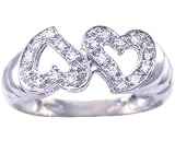 14K Yellow or White Gold Two-Of-Hearts Diamond Promise Ring-Diamond-full, half sizes from 5-8.5