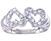 14K Yellow or White Gold Two-Of-Hearts Diamond Promise Ring-Diamond-full, half sizes from 5-8.5