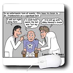 Londons Times Famous People Places Books Cartoons - Dr. Frankensteins Football Bet - Mouse Pads