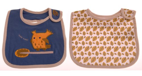 goldbug コットンビブ 2枚組 ネイビー フクロウ・葉っぱプリント 綿 90686