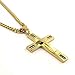 Yeidid International Stainless Steel Cross Pendant Chain Necklace for Men 24 Inches Curb Chain Gold Plated