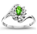 August-Created Peridot' Mother's Day Diamond Ring in 14k White Gold (H/I1-I2, 1/6 ct. tw.)