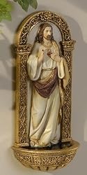 Pack of 2 Joseph's Studio Sacred Heart of Jesus Holy Water Font Wall Sculpture