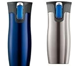Double Wall Vacuum Insulated Travel Mugs *(2 Pack Blue and Stainless)*