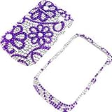 Rhinestones Protector Case for BlackBerry Bold 9900 9930, Purple Lace Flowe ....