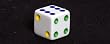 16mm d6 Square Cornered Opaque Dice, White w/Multi-colored Spots
