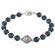 EXP Handmade Navy Blue Crystal & Silver Bracelet