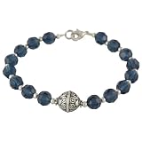EXP Handmade Navy Blue Crystal & Silver Bracelet