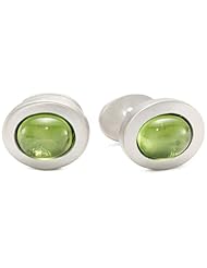 ROTENIER "Atelier" Sterling Silver Cabochon Oval Set with Simulated Peridot Cufflinks