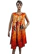 Tie Dye Boho Dress, Orange Floral Printed Sleeveless Dress, Bohemian Coverup Summer Dress