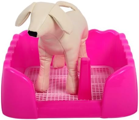 Favorite® 17 Inch by 16 Inch by 6 Inch Square Dog Training Potty with Wavy Walls Small/ Indoor Dog Training Tray with High Sides in Amaranth, Size S, Grate and Post Included
