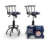2 24"-29" New York Yankees Baseball MLB Themed Seat Black Adjustable Specialty / Custom Barstools Set