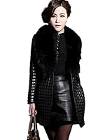 Froomer Winter Warm Women's Faux Fur Collar PU Leather Jacket Long Coat Snowsuit