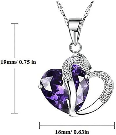Linabella: Fashion Austrian Crystal Heart Necklace Gift of Love (Amethyst Purple)