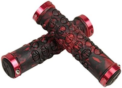 Skull Bicycle Grips Bike Grips Cycling Lock-on Bicycle Handlebar Grips, Red