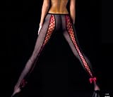 Black Fishnet Pantyhose with Red Lace Up OR Black Lace Up Back