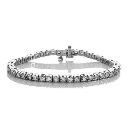 18K White Gold Diamond 4-Prong Tennis Bracelet (3.0 cttw, H-I Color, SI2-I1 Clarity), 7″