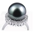 18K White Gold with Diamonds and 11.5-12 mm Tahitian Pearl Ring