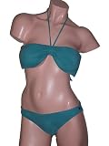 Radio Fiji Aqua Shirred Bandeau Bikini Swimsuit Large