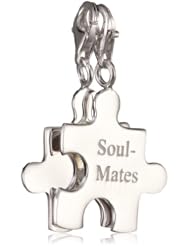 VINANI brand Germany 925 Sterling Silver Charm Pendant Puzzle Piece divisible Inscription soul mates HPSO