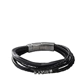FOSSIL  JF85299040 Herren Armband Leder schwarz Edelstahl 23 cm