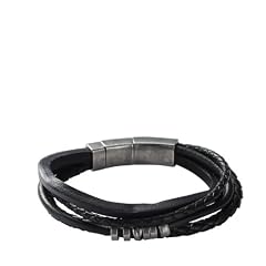 FOSSIL  JF85299040 Herren Armband Leder schwarz Edelstahl 23 cm