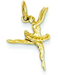 14K Yellow Gold Dancing Ballerina Charm Ballet Jewelry!