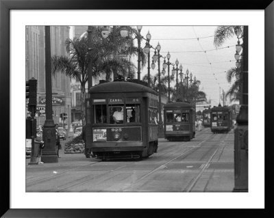 Canal Street Trolleys Photography Framed Art Poster Print, 49x39