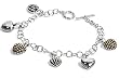 Silver Link Bracelet with Charm, Size: 7"