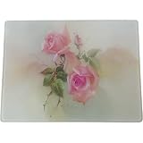Roses Heavy thick glass tempered large cutting board, European design
