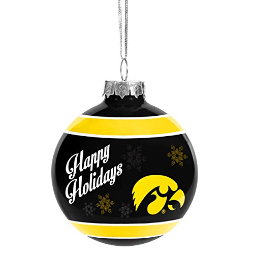 Iowa Hawkeyes Official NCAA Holiday Christmas Ornament Glass Ball by Forever Collectibles 466864