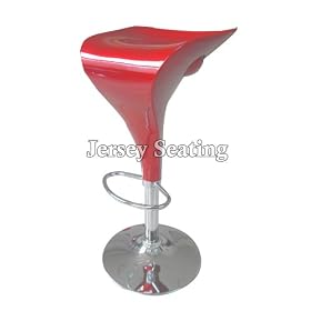 Click here to buy Set Of 2 JERSEY SEATING Red ABS Bar Stools Counter Swivel Chair Modern Style by JerseySeating.