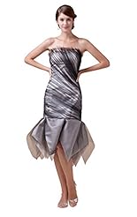 Strapless Satin/Tulle Backless Off the Shoulder Evening Dress 