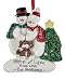 Snowman Couple with Brown Dog Personalized Christmas Ornament