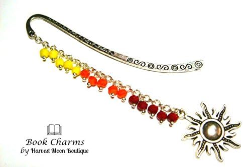 Book of Shadows Bookmark, Sun Bookmark, Sunshine Orange Red Yellow Beaded, Wiccan Bookmark, Wicca Bookmark, Metaphysical Bookmark, Grimoire Bookmark, Gift, Journal, Diary