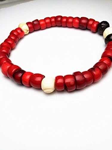Red Bracelet for Men , Man Stretch Bead Bracelet Jewelry Bracelet for Him