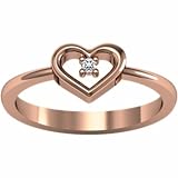 14K Rose Gold Diamond Heart Promise Ring - 0.02 Ct.