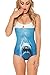 Ensasa Women's Fashion Ariel & Shark Printed One Piece Swimwear,Swimsuit