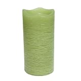 Inglow CGT55600BA83 6-Inch Tall Flameless Rustic Pillar Citrus Sage Scented Candle with 5-Hour Timer, Bamboo