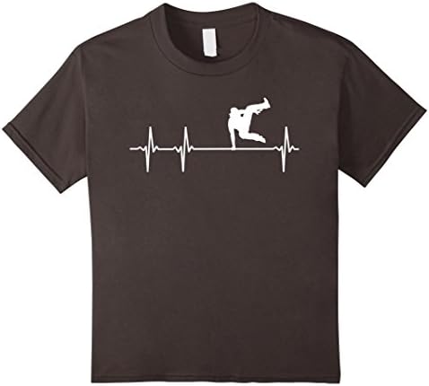 Kids Parkour Freerunning Heartbeat T Shirt - Funny Running Shirt 12 Asphalt