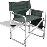 Faulkner Aluminum Director Chair with Folding Tray and Cup Holder, Green