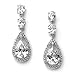 USABride Earrings Silver Plated Cubic Zirconia Tear Drop, Dangle CZ Wedding Jewelry1189