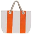 Cotton Canvas Tangerine Orange and White Striped Bag with Rope Handle 18"Lx6W"x13.5"H